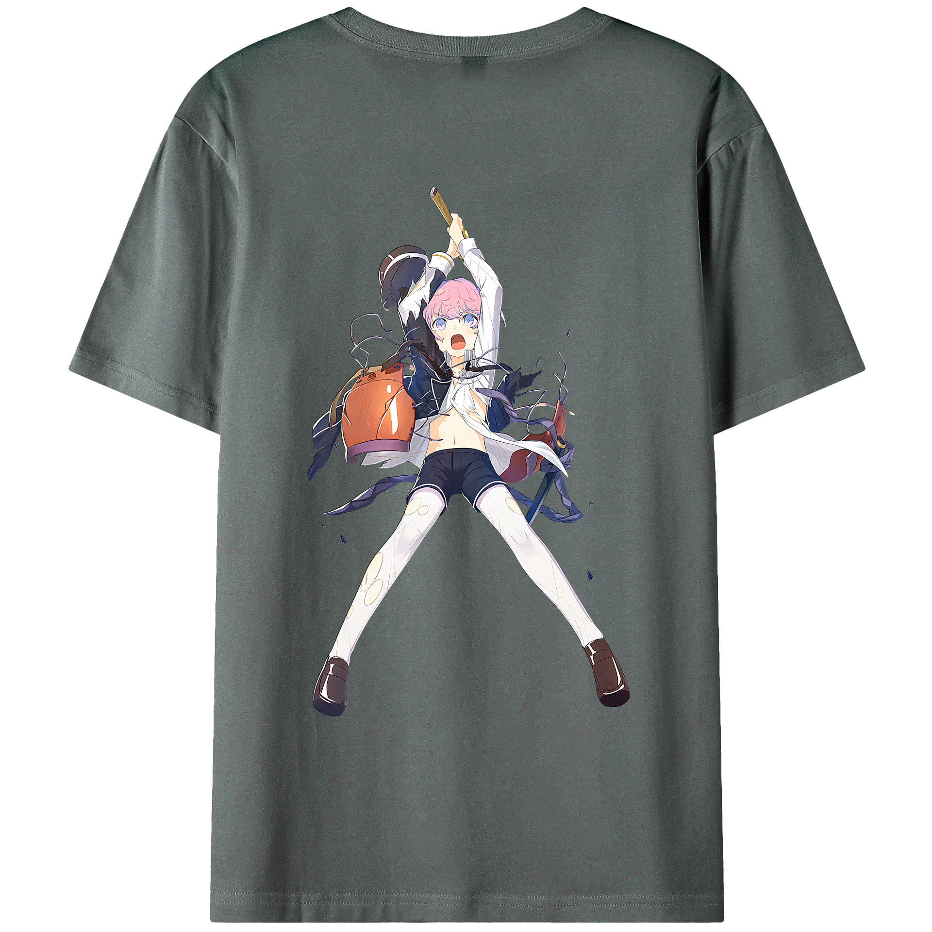 （画像用） 刀剣乱舞 Touken Ranbu 綿100％ メンズ半袖Tシャツ（バックプリント） 通気性